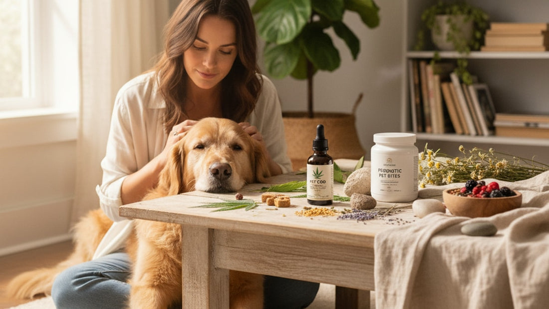 cbd and pet probiotics together - Professional illustration