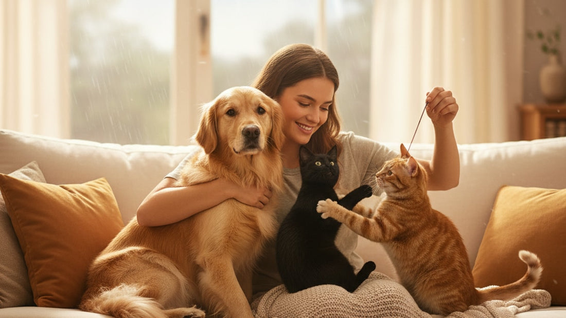thunderstorm anxiety in pets - Professional illustration