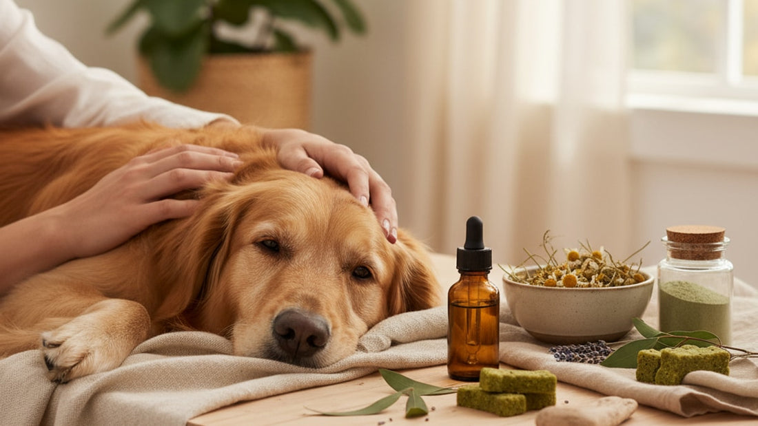 calming reactive dogs with cbd - Professional illustration