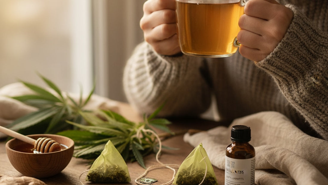 hemp tea for sore throat - Professional illustration