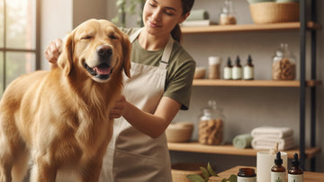 cbd for dogs at the groomer - Professional illustration