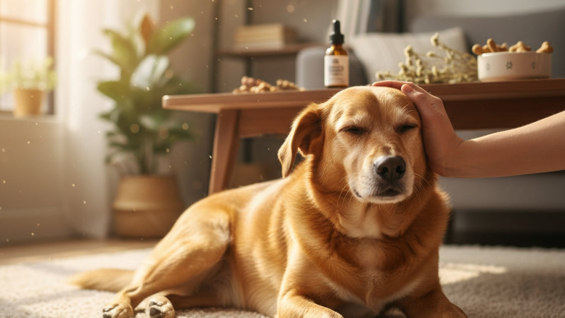 rescue dog trauma and cbd support - Professional illustration