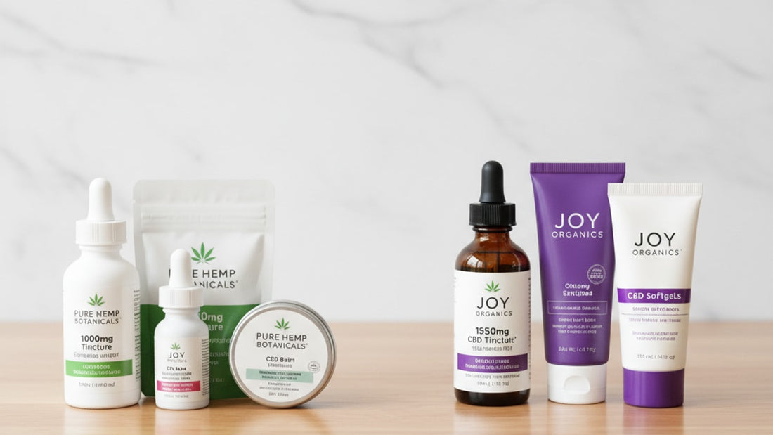 pure hemp botanicals vs joy organics - Professional illustration