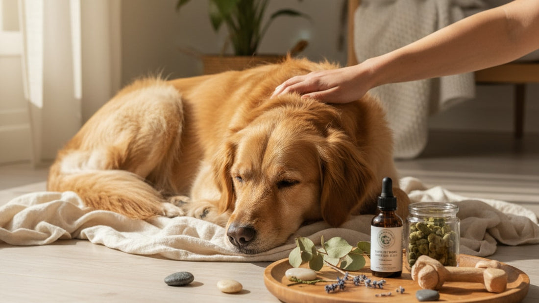 cbd for dogs losing a companion - Professional illustration