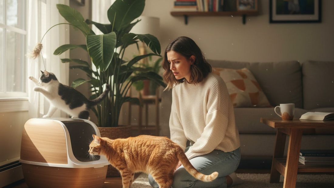 litter box issues anxiety - Professional illustration