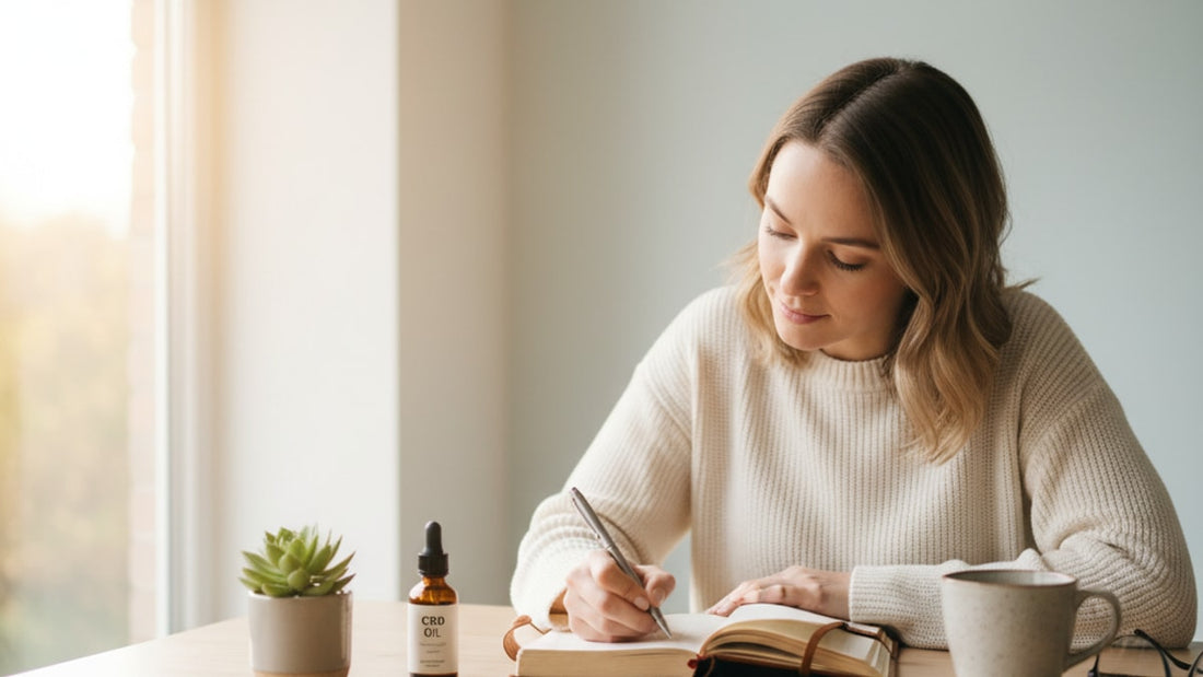 cbd and journaling practice - Professional illustration