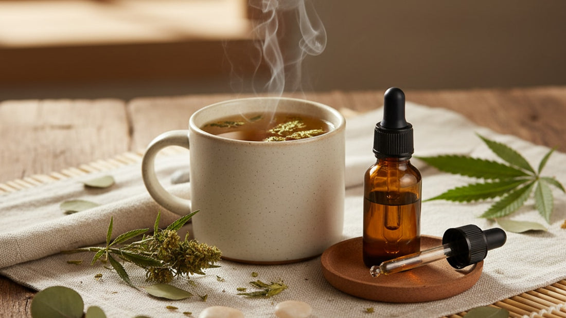 hemp tea vs cbd tincture effects - Professional illustration