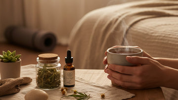hemp tea bedtime routine - Professional illustration
