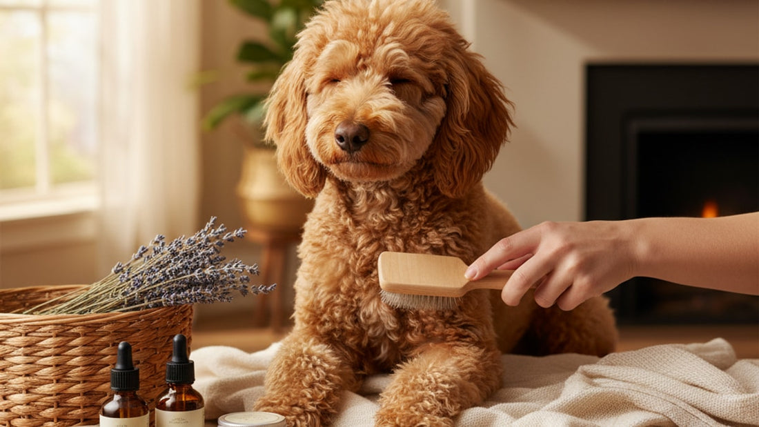 cbd for poodles grooming stress - Professional illustration
